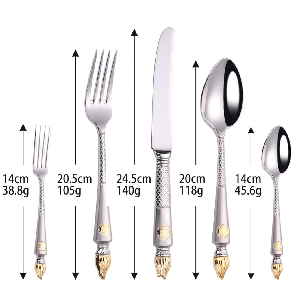 Flatware Size Chart with Measurement Overlay – LINKORI Torph 20-Piece Stainless Steel Cutlery Dimensions